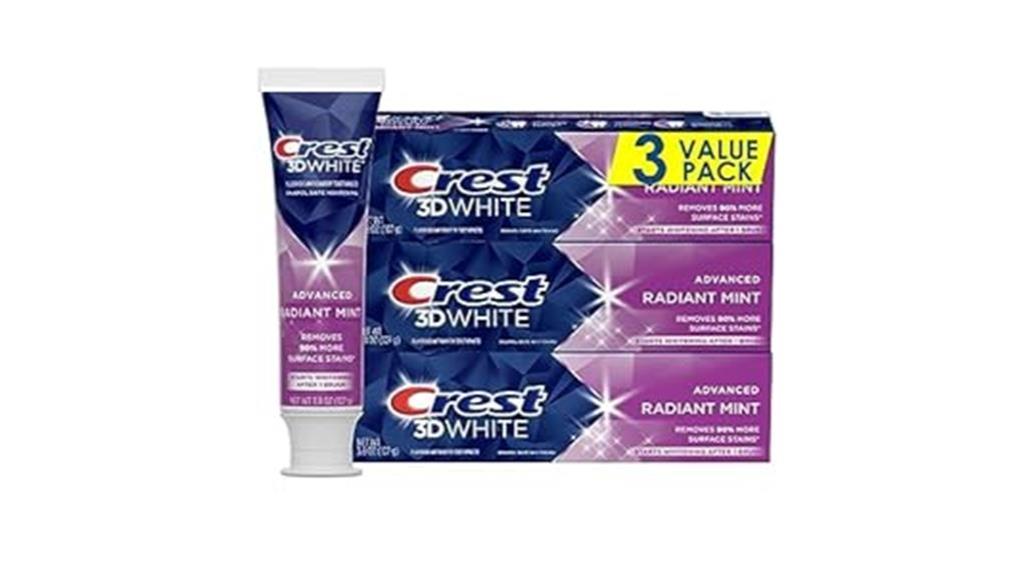 crest white toothpaste pack