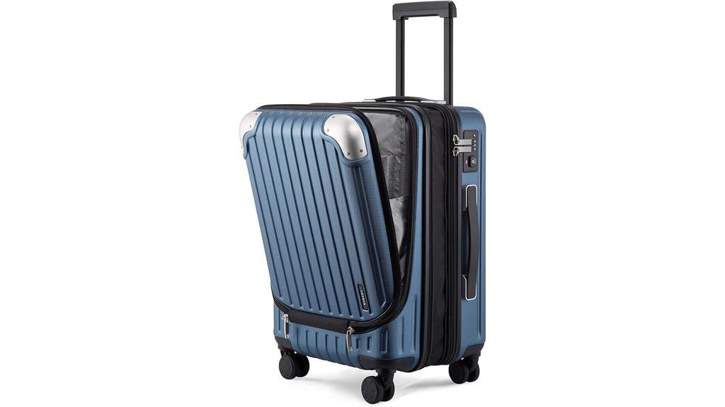 expandable carry on luggage blue